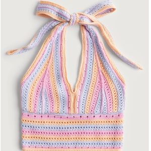 Hollister colorful crochet halter top
